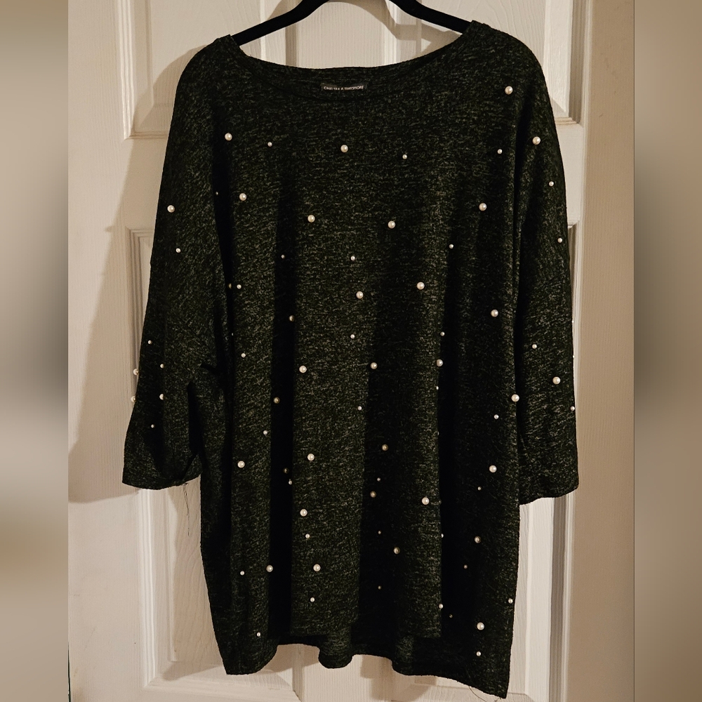 Women's lightweight sweater  / with decorative perals / XL